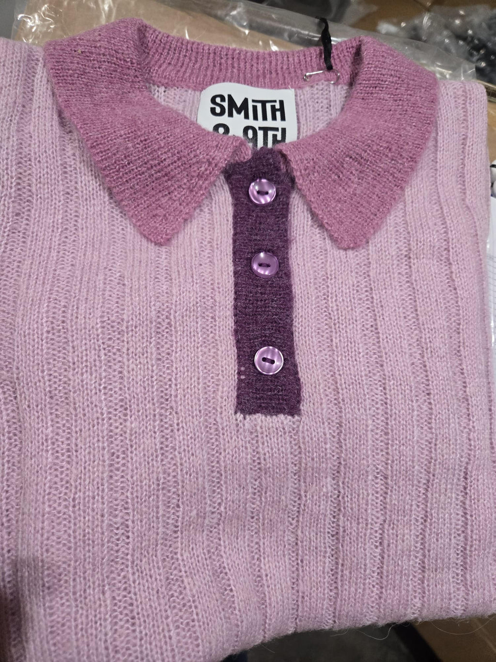 Color block mohair polo